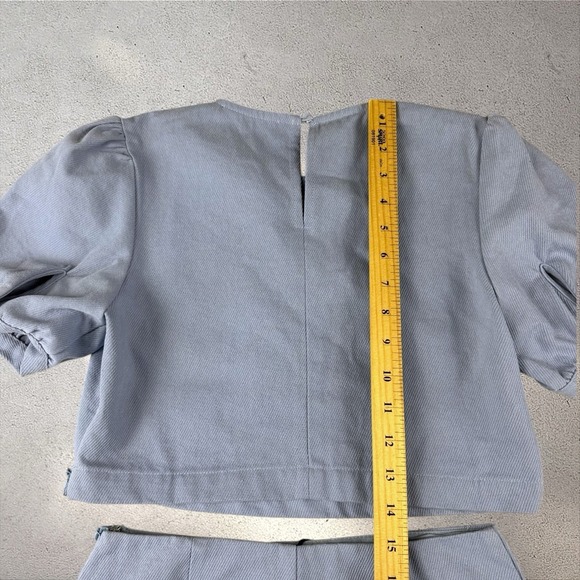 Anthropologie En Saison Bijou Lightweight Denim Blue Skirt And Top Set XS NWT - Picture 9 of 10